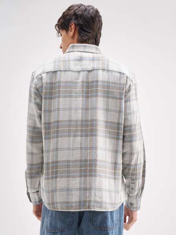 Highlander Men Grey Checked Relaxed Fit Casual Shirt