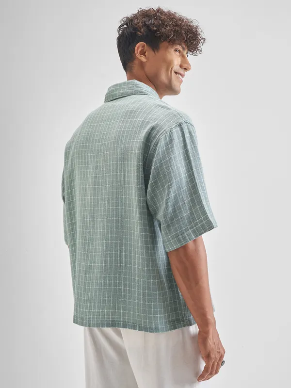 Highlander Men Blue Checked Boxy Fit Casual Shirt