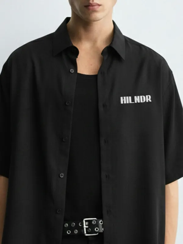 Highlander Men Black Printed Boxy Fit Casual Shirt