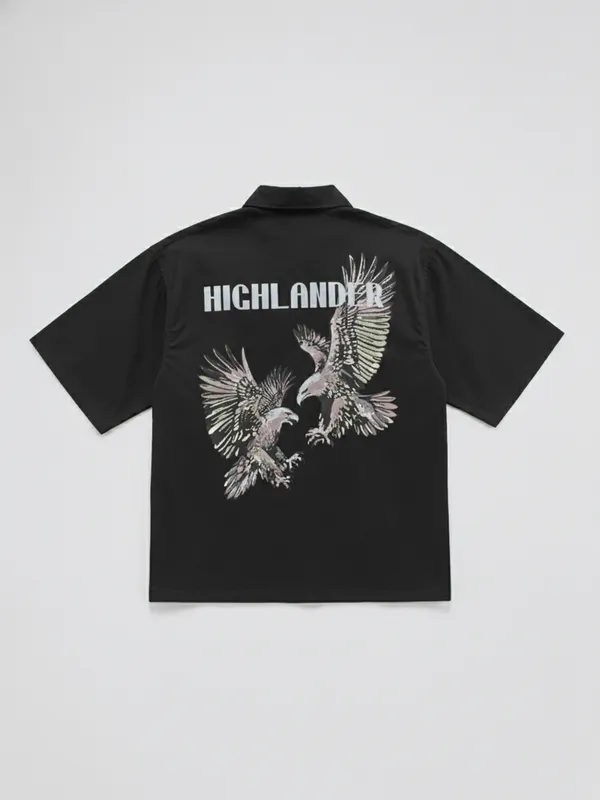 Highlander Men Black Printed Boxy Fit Casual Shirt