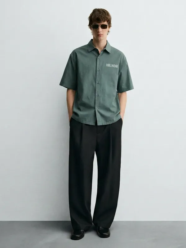 Highlander Men Green Printed Boxy Fit Casual Shirt