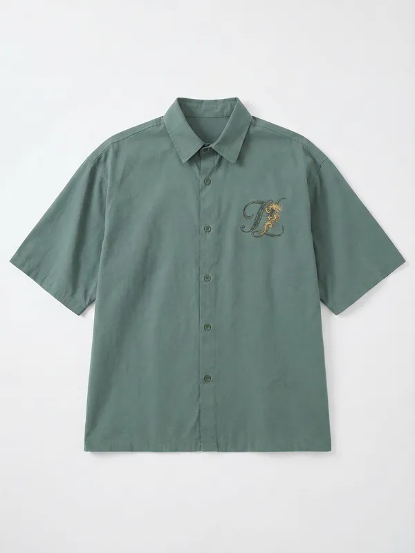 Highlander Men Green Printed Boxy Fit Casual Shirt