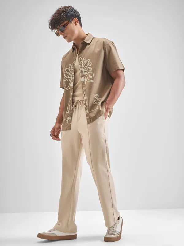 Highlander Men Brown Printed Relaxed Fit Casual Shirt