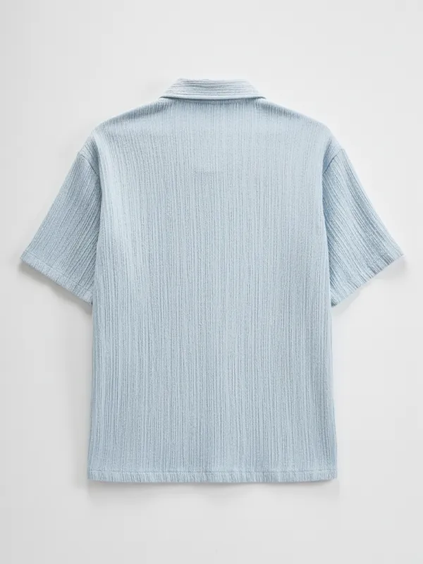 Highlander Men Blue Self Design Relaxed Fit Casual Shirt