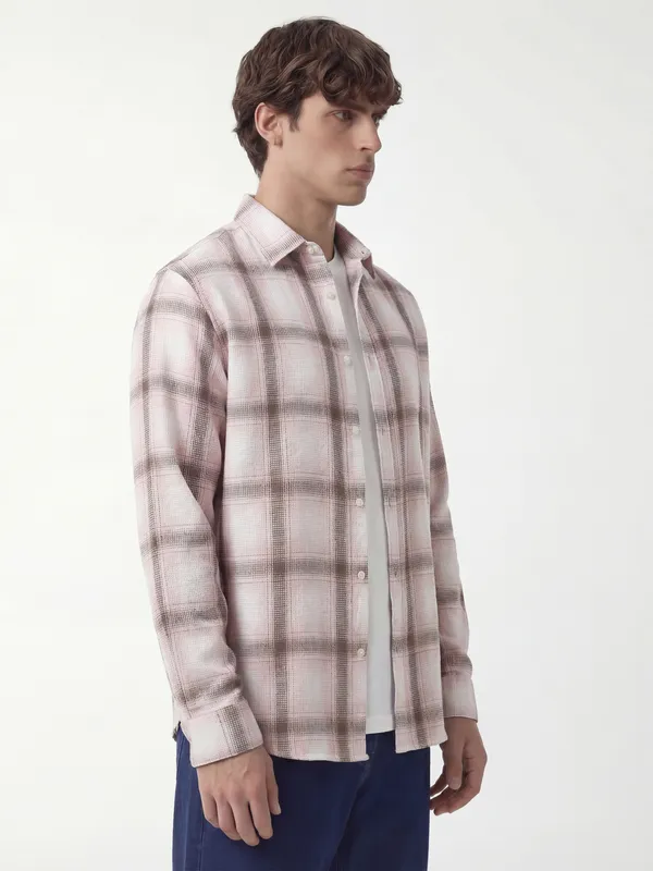 Highlander Men Pink Checked Regular Fit Casual Shirt