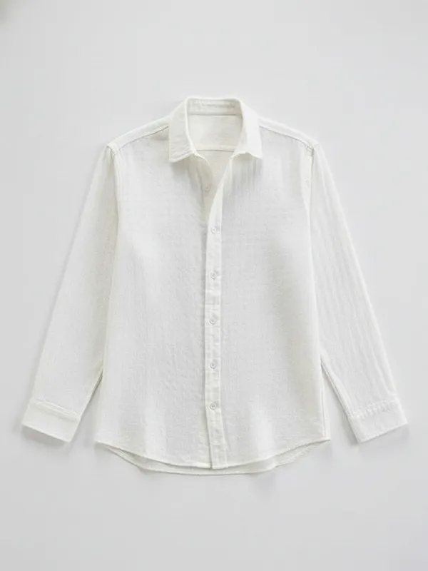 Highlander Men Off White Self Design Relaxed Fit Casual Shirt