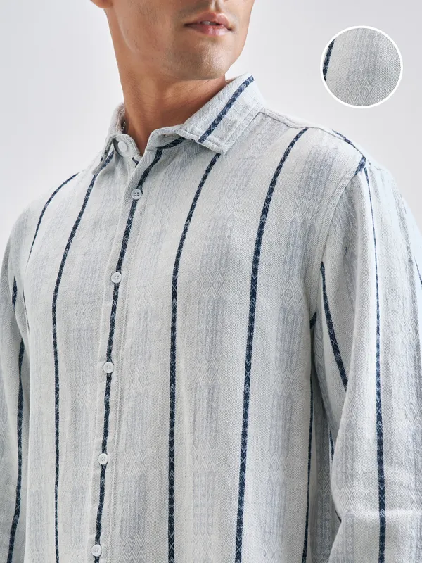 Highlander Men Blue Striped Relaxed Fit Casual Shirt