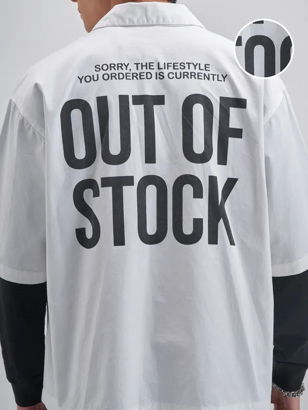 Highlander Men White Printed Boxy Fit Casual shirt