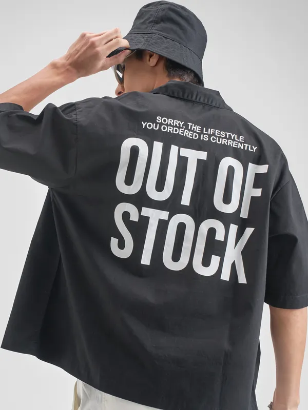 Highlander Men Black Printed Boxy Fit Casual shirt