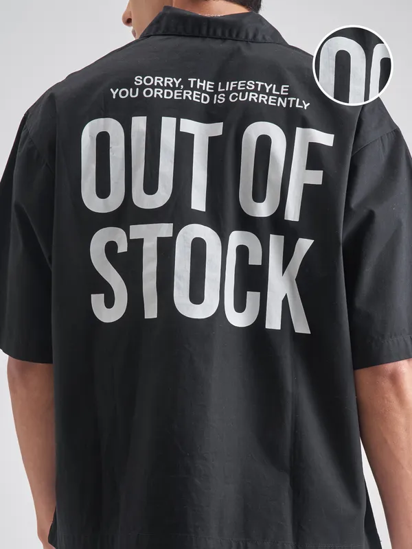 Highlander Men Black Printed Boxy Fit Casual shirt