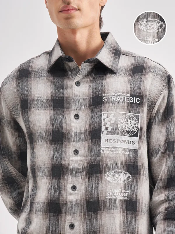 Highlander Men Black Checked Relaxed Fit Casual Shirt