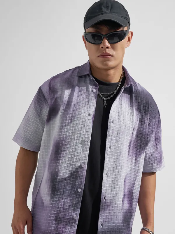 Highlander Men Purple Printed Relaxed Fit Casual Shirt