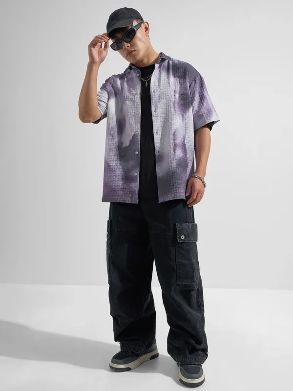 Highlander Men Purple Printed Relaxed Fit Casual Shirt