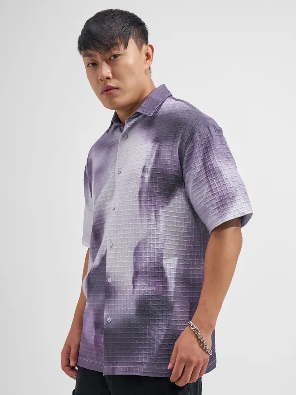 Highlander Men Purple Printed Relaxed Fit Casual Shirt