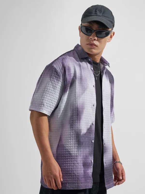 Highlander Men Purple Printed Relaxed Fit Casual Shirt
