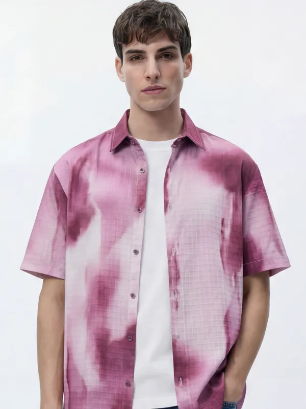 Highlander Men Maroon Printed Relaxed Fit Casual Shirt