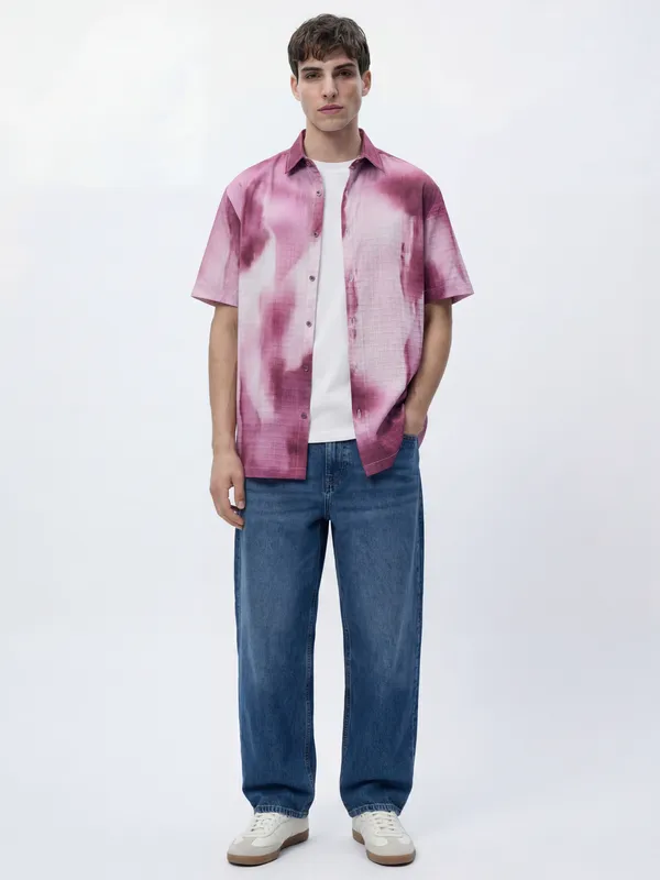 Highlander Men Maroon Printed Relaxed Fit Casual Shirt