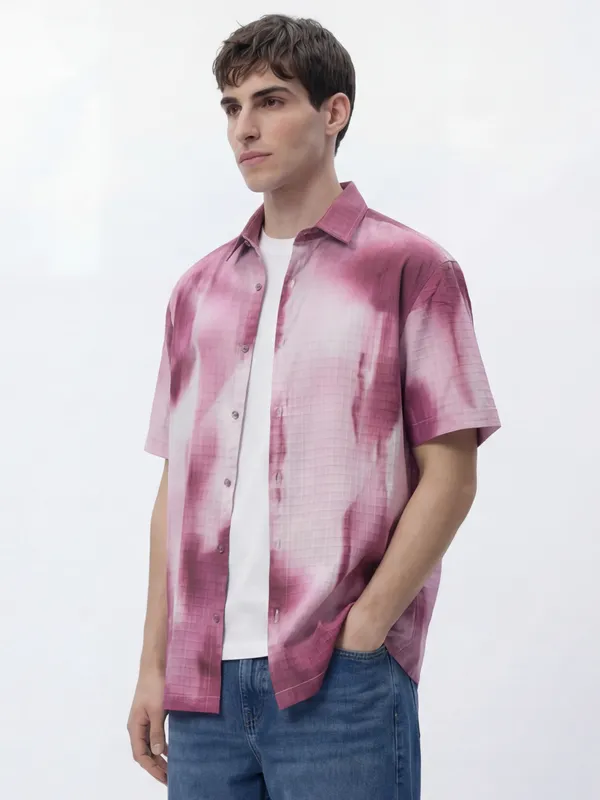 Highlander Men Maroon Printed Relaxed Fit Casual Shirt