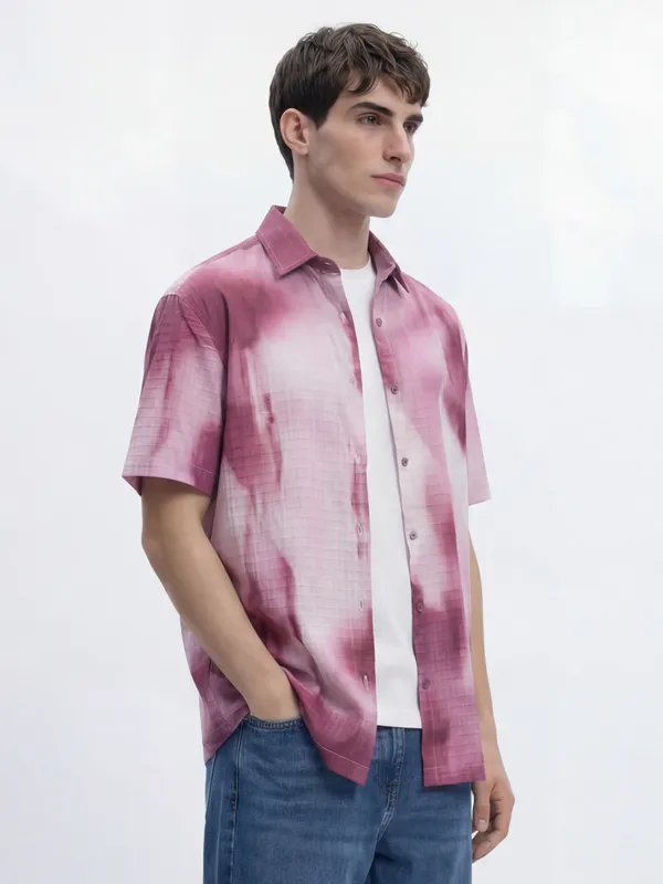 Highlander Men Maroon Printed Relaxed Fit Casual Shirt