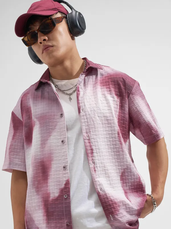 Highlander Men Maroon Printed Relaxed Fit Casual Shirt