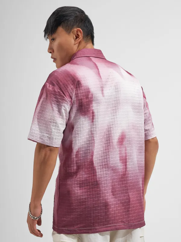 Highlander Men Maroon Printed Relaxed Fit Casual Shirt