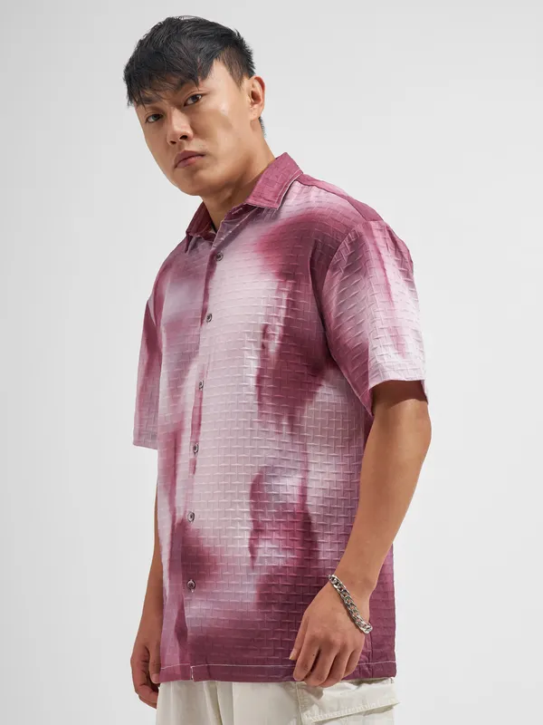 Highlander Men Maroon Printed Relaxed Fit Casual Shirt