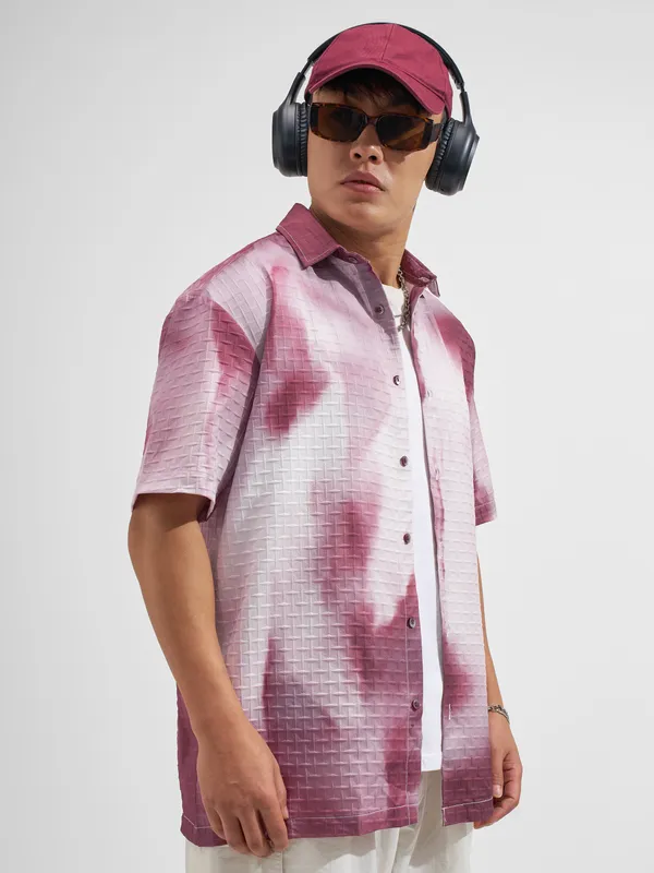 Highlander Men Maroon Printed Relaxed Fit Casual Shirt