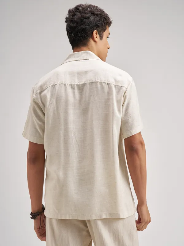 Highlander Men Brown Embroidered Relaxed Fit Casual Shirt