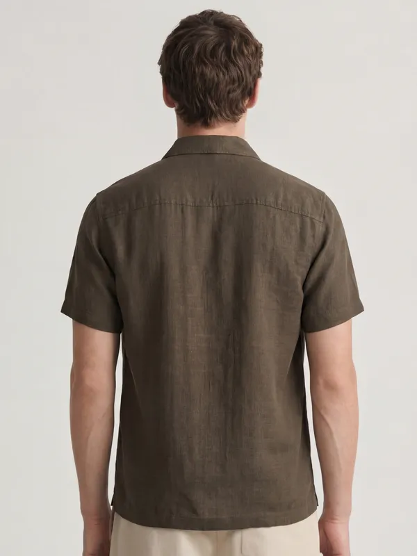 Highlander Men Brown Embroidered Relaxed Fit Casual Shirt