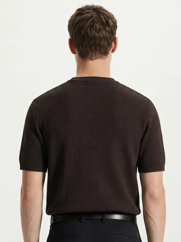 Highlander Men Brown Self Design Relaxed Fit Casual Shirt