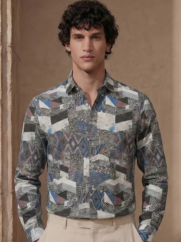 Highlander Men Multi Printed Slim Fit Casual Shirt