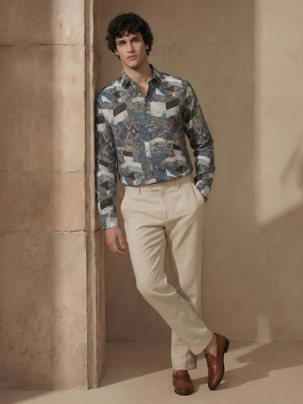 Highlander Men Multi Printed Slim Fit Casual Shirt