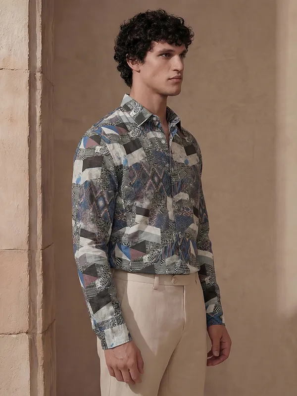 Highlander Men Multi Printed Slim Fit Casual Shirt