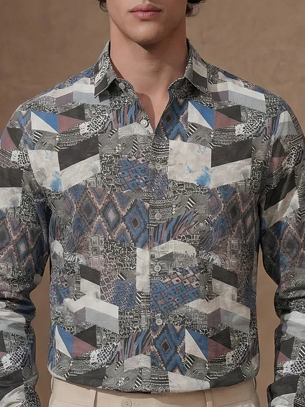 Highlander Men Multi Printed Slim Fit Casual Shirt