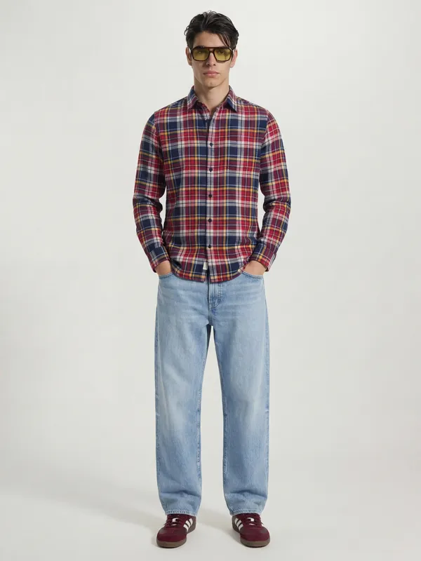 Highlander Men Multi Checked Slim Fit Casual Shirt