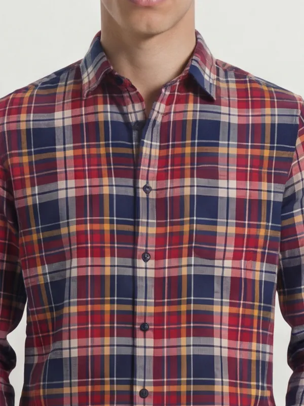 Highlander Men Multi Checked Slim Fit Casual Shirt