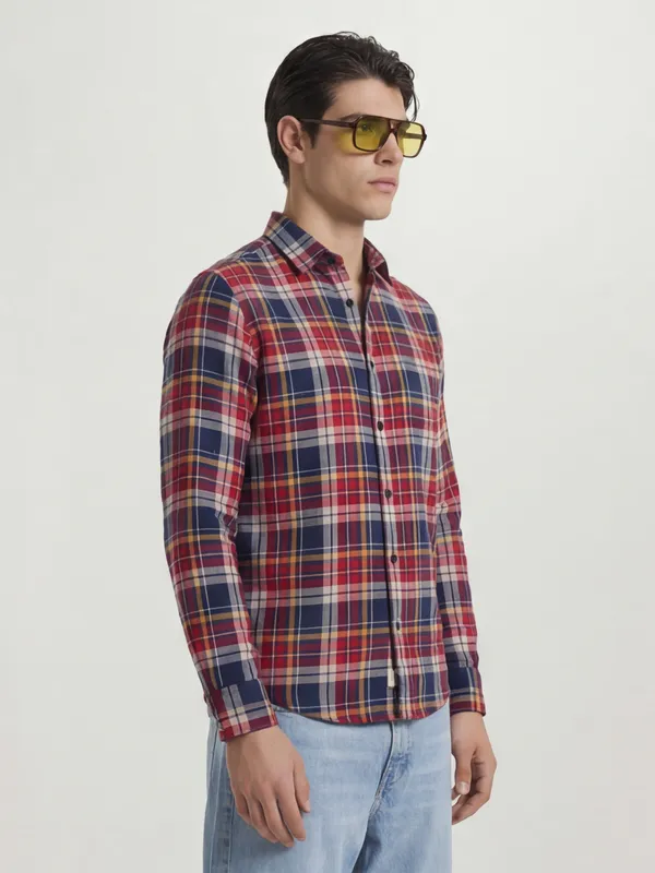 Highlander Men Multi Checked Slim Fit Casual Shirt