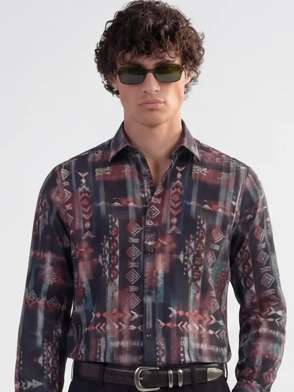 Highlander Men Multi Printed Slim Fit Casual Shirt