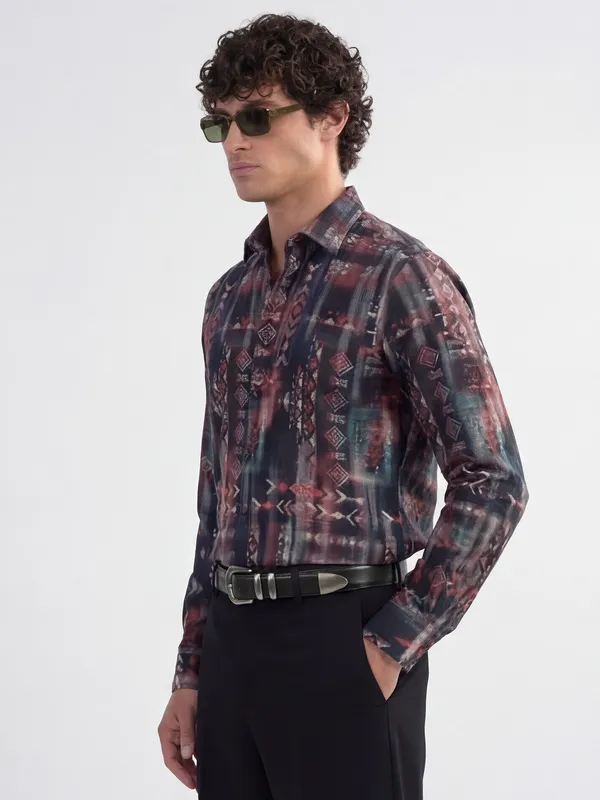 Highlander Men Multi Printed Slim Fit Casual Shirt