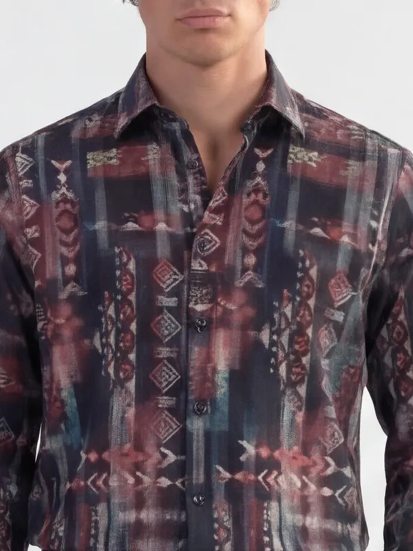 Highlander Men Multi Printed Slim Fit Casual Shirt