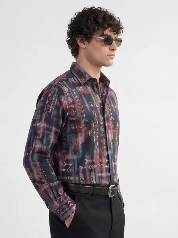 Highlander Men Multi Printed Slim Fit Casual Shirt