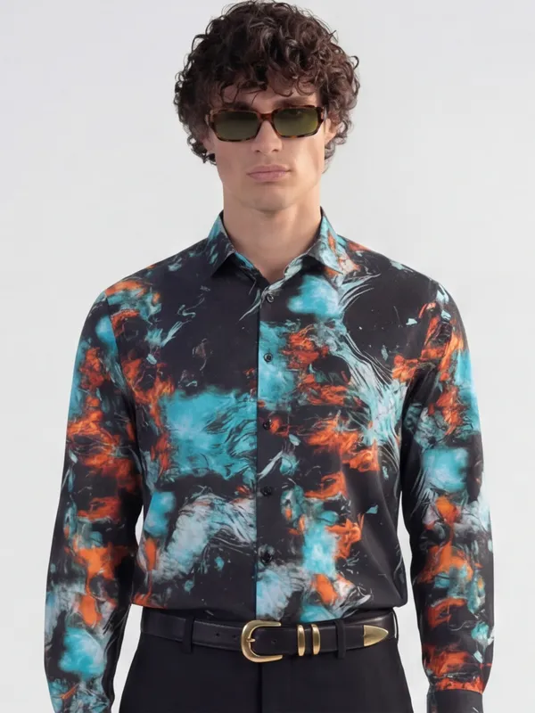 Highlander Men Multi Printed Slim Fit Casual Shirt