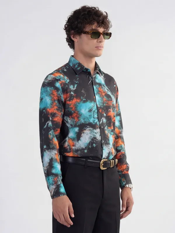 Highlander Men Multi Printed Slim Fit Casual Shirt