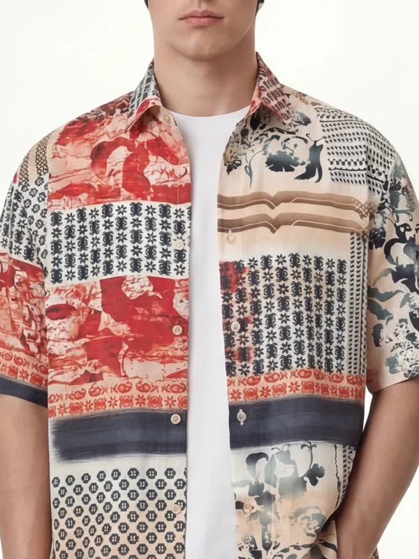 Highlander Men Red Printed Boxy Fit Casual Shirt