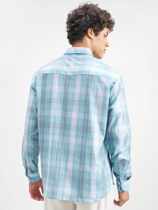 Highlander Men Blue Checked Relaxed Fit Casual Shirt