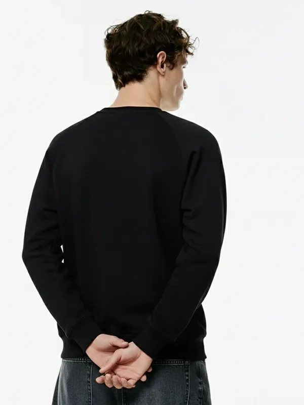 Highlander Men Black Round Neck Front-Open Sweatshirt