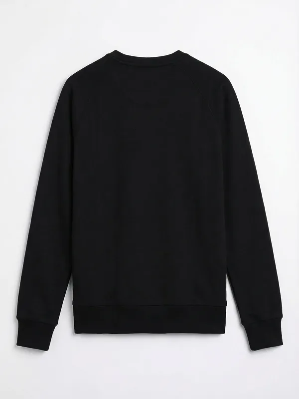 Highlander Men Black Round Neck Front-Open Sweatshirt