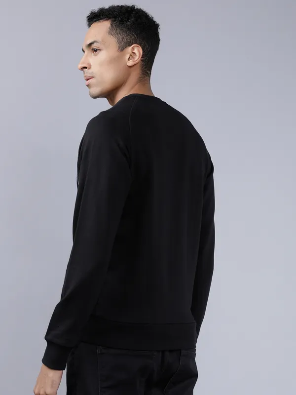 Highlander Men Black Round Neck Front-Open Sweatshirt