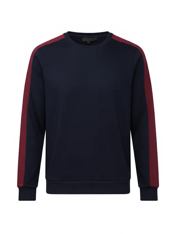 Highlander Men Navy Blue Round Neck Pullover Sweatshirt