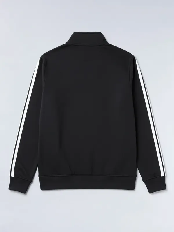 Highlander Men Black Mock Collar Front-Open Sweatshirt